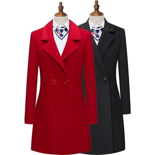 2020 Fashion Wool Coat Winter Womens Office Suit Jacket Slim Double Breasted Solid Color Plus Size Blazer Casual Outwear KW262