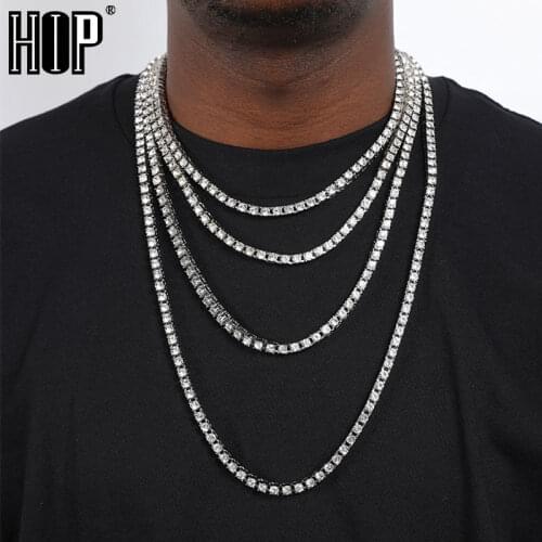 Hip Hop Iced Out 5MM Mens Necklaces 1 Row Rhinestone Choker Bling Crystal Tennis Chain Necklace For Men Jewelry