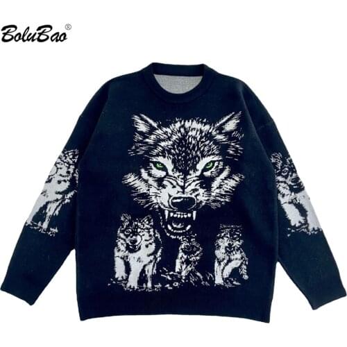 BOLUBAO Harajuku Men Oversized Sweater High Quality High Street Damage Hole Vintage 100% Cotton Knitted Sweater Male
