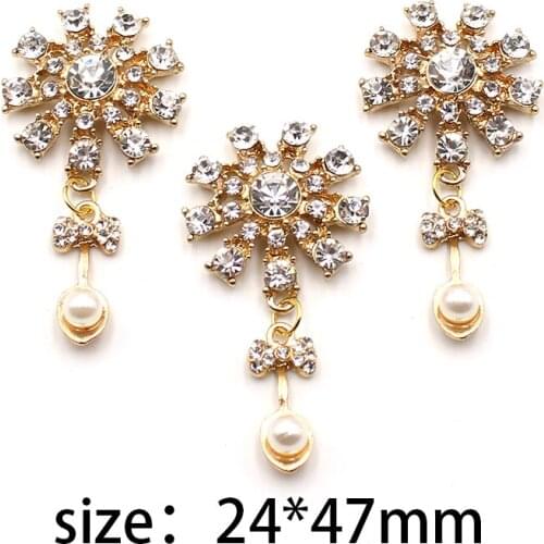 New 10pcs 24*47mm alloy shiny rhinestone gift box brooch pendant wine bottle decoration jewelry accessories DIY craft supplies