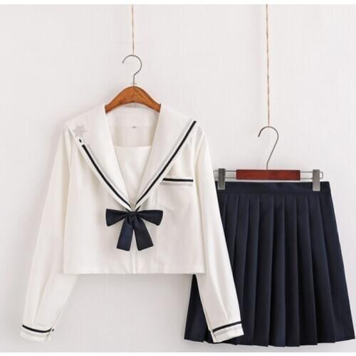 2021 New School girl Uniform Japanese Class Navy Sailor School Uniforms Students Clothes For Girls Anime COS Sailor Navy Suit