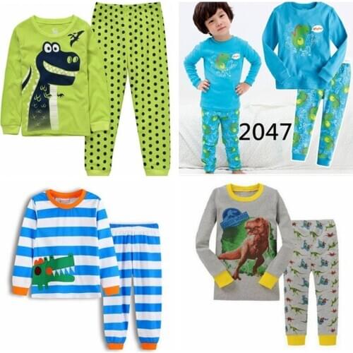 Retail New Kids Boys Girls Sleepwear Sets Autumn Children Cartoon Dinosaur Pajamas Clothing Casual Blouse+Pant 2pcs