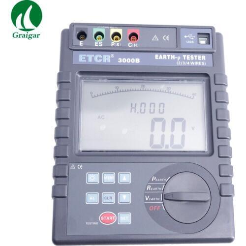 New ETCR3000B Digital Earth Resistance Tester Earth Voltage AC Voltage Tester with Blue Screen Backlight