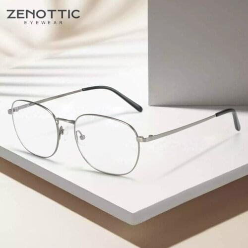 ZENOTTIC Luxury Titanium Optical Glasses Frame Men Anti Blue Light Blocking Computer Spectacles Myopia Prescription Eyeglasses