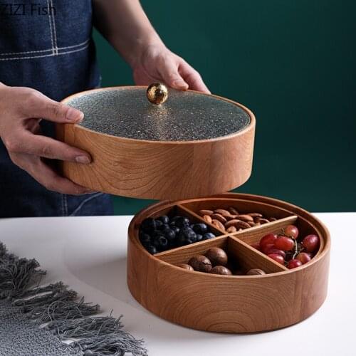 Walnut Wood Dried Fruit Box with Lid High Quality Food Storage Box Creative Candy Snack Storage Container Home Storage Tools