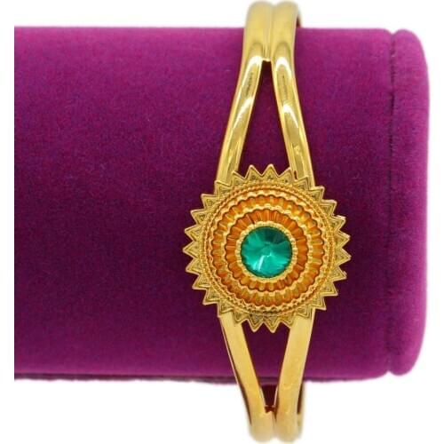 PINXUN Can Open Bracelet African Jewelry Gold Color Dubai Women Bangle Arab Sunflower Bracelet Ethiopian Jewelry Party Gift JH1