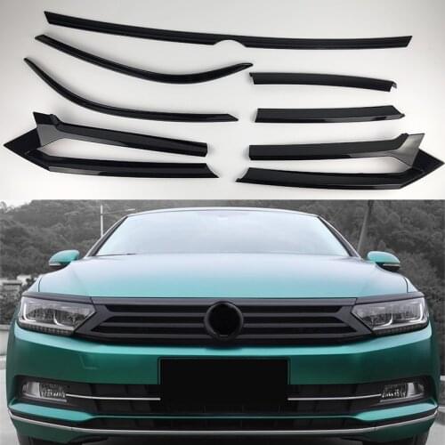 Fit For Volkswagen New Passat B8 2019 Car Styling matt black Front Hood Bumper Grille Middle Strip Cover Trim Car