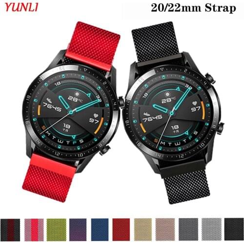 20mm 22mm Magnet Buckle Watch Strap For Samsung Galaxy Watch 3 45mm/Active 2 40mm 44mm Gear S3 Frontier Bracelet Huawei GT 2 Pro