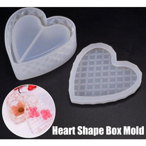 1 set Silicone Mold Heart-shaped DIY Crystal Epoxy Mold Jewelry Gift Storage Box Silicone Molds Ornaments