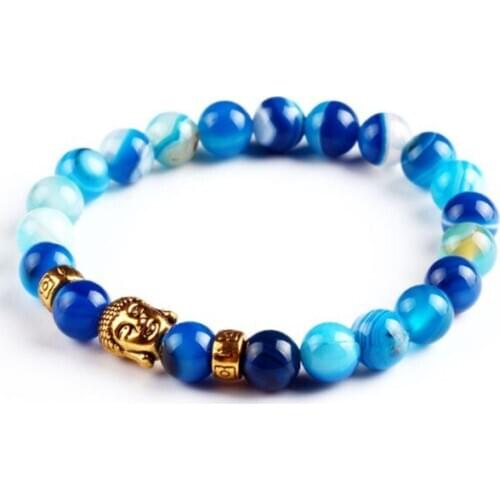 Blue red 8mm bohemian multicolor Agate beads Chakra Reiki Buddha Yoga Bracelet elastic adjustable Volcanic Stone Bangles ufgh3