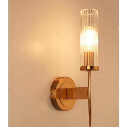 Postmodern Led Light Europe Metal Glass Wall Lamp Living Room Decoration Hotel Bedroom Light Aisle Porch Corridor Lighting