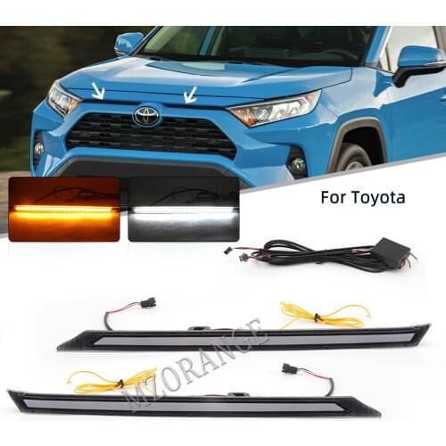 For Toyota RAV4 2019 2020 LED DRL DYNAMIC LIGHTS Accessories Headlights Car Engine Cover Decoration Light Turn Signal Lamp