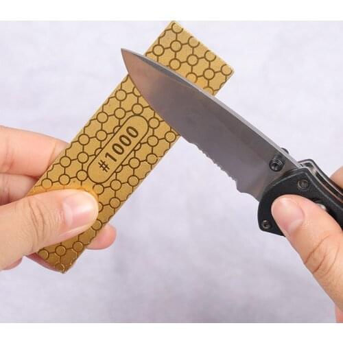 Knife Sharpener Double-sided sharpener stone Kitchen Outdoor Camping Tool Accessories Diamond HoneycombTitanium-plated Whetstone