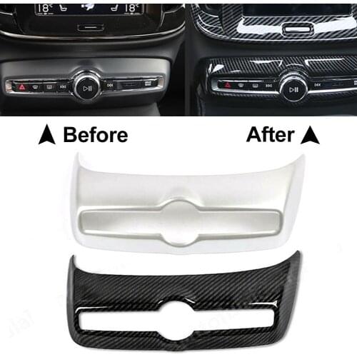 Carbon Fiber ABS Car Interior Air Condition Adjust Panel Cover Trim Car Sticker For Volvo XC40 2018 2019 2020