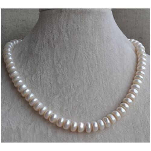 Unique Pearls jewellery Store Choker Pearl Necklace 17 inches 9-10mm White Color Genuine Freshwater Pearl Necklace Fine Jewelry