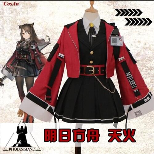 [In Stock] Hot Game Arknights Skyfire Cosplay Costume Fashion Red Battle Uniform Female Activity Party Role Play Clothing S-XL
