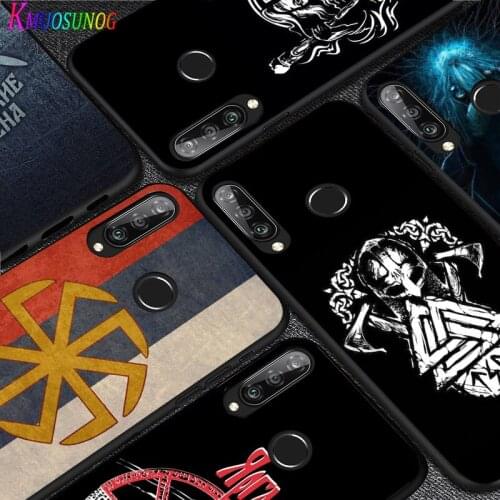 For Huawei P40 P30 P20 Pro Lite E Plus 5G Bright Black Phone Case Slavic Viking symbol Kolovrat For Huawei P10 P9 P8 Lite Cover