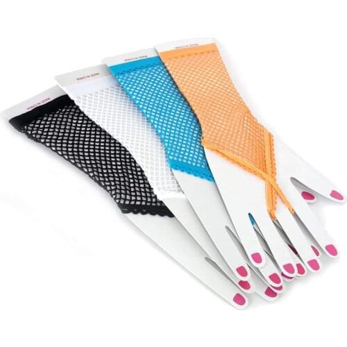 Ypser Womens Long Fishnet Mesh Gloves Nylon Lace Fingerless with Finger Loop 4Pairs