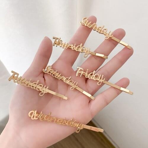 Monday to Sunday Letter Style Hair Pins Girls Hair Accessories Hair Clip Hair Styling Tools Barrettes Hair Wear Headdress