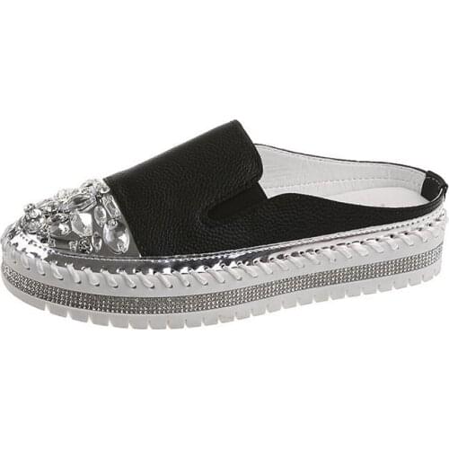 Womens Casual Shoes 2021 Summer New Thick-soled Loafers Without Heels Outside Wear Slippers