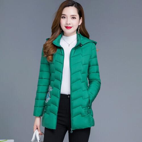Winter Jacket Women Hooded Embroidery Parkas Plus Size Parkas 6Xl Light Casual Women Winter Coats and Jacket Thick Casco Femmino