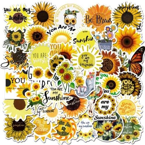 50PCS You Are My Sunshine Sunflower Stickers DIY Waterproof Guitar Laptop Fridge Luggage Graffiti Sticker Kids Classic Toys