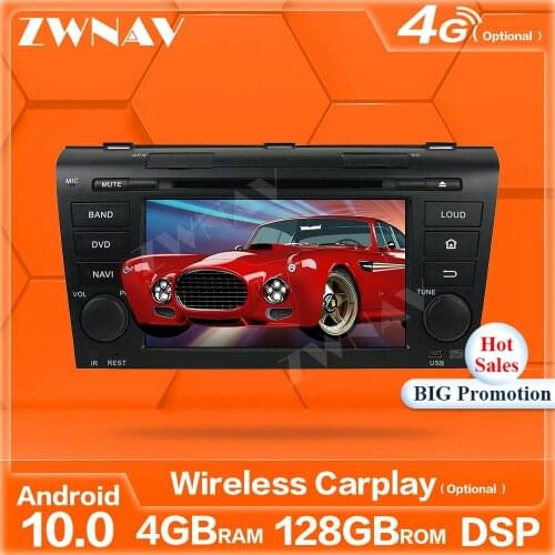128GB Wireless Carplay Android 10 Screen Car Multimedia Player For Mazda 3 2012 2013 GPS Navi Auto Audio Radio Stereo Head Unit