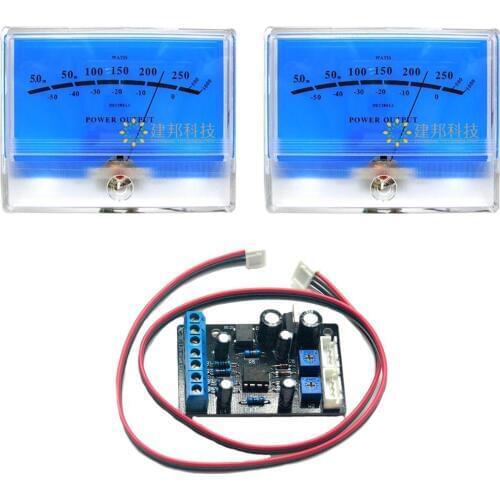 2pcs Classic Lake blue DB Level Header Audio power Amplifier VU Meter McIntosh figure with 1pcs TA7318P VU Meter Driver Board