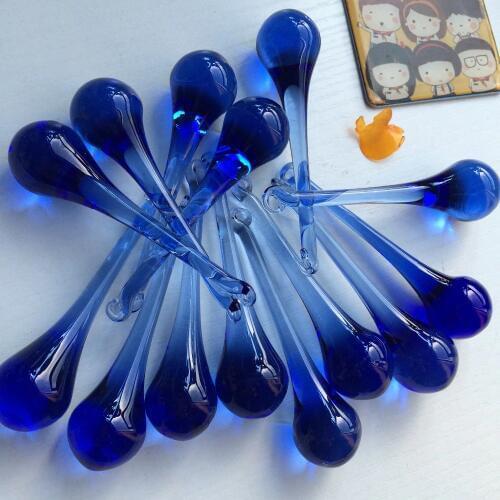 20PCS/LOT Blue 20*80MM Glass Crystal Raindrop Suncatcher Hanging Chandelier Parts Party Curtain Centerpieces Wedding Decoration