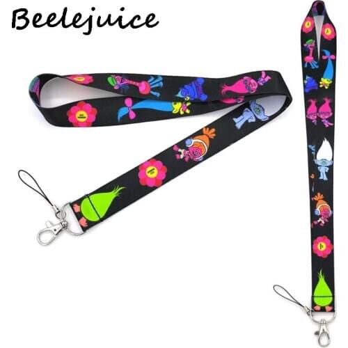 24pcs TROLLS cartoon Neck Lanyard keychain Mobile Phone Strap ID Badge Holder Rope Key Chain Keyrings cosplay Accessory Gifts