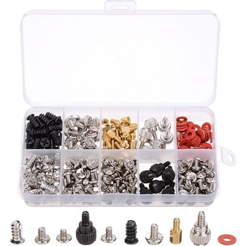 300Pcs Personal Computer Screw Standoffs Assortment Kit Hard Disk DIY Case Motherboard Fan Hand Screw Bolt Standoff Washer Set