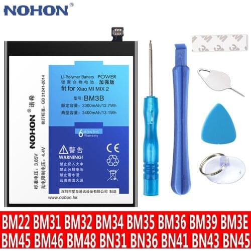 NOHON BM22 BM35 BM36 BM3E BM3B BM45 BM46 BN43 BN41 Battery For Xiaomi Mi 5 3 4 4C 5S 5X 6 6X 8 Redmi Note 2 3 Pro 4 4X 5 Mi Note