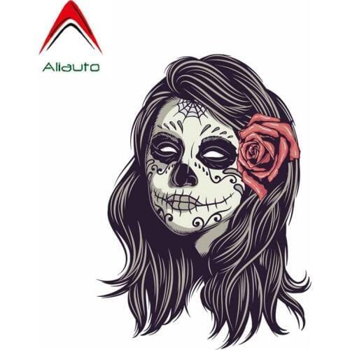 Aliauto Fashion Car Sticker Horror Rose Sugar Skull Auto Styling Vinyl Decal Cover Scratches for Skoda Lexus Suzuki,14cm*10cm