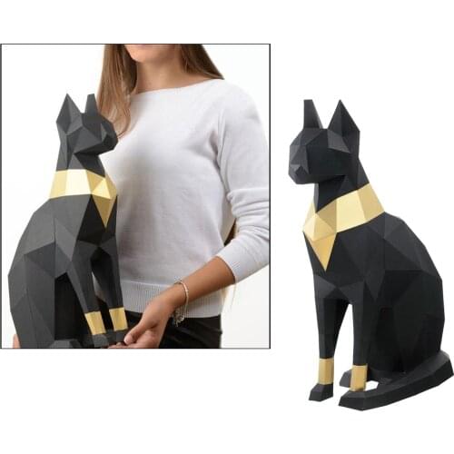 Large 3D Puzzle Paper Egyptian Cat Model Origami Stereoscopic Sculpture Papercraft Living Room Decor Toys Birthday Gift