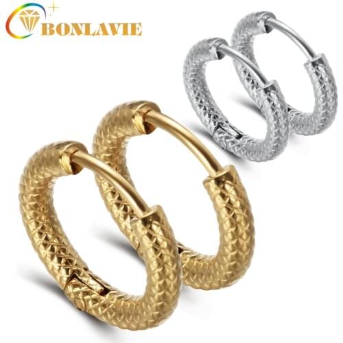 BONLAVIE Fashion Cool Ear Rings Titanium Steel Earrings Punk Style Matte Ear Clip Unisex Earing