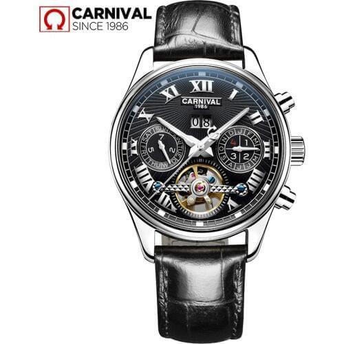 Classic Tourbillon Wrap Mens Watches Top Brand Luxury Automatic Watch Golden Case Calendar Male Clock Black Mechanical Watch