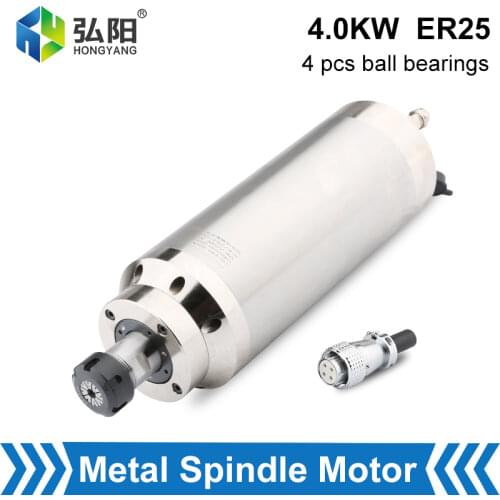 4.0kw ER25 Metal Processing Water-Cooled Spindle CNC Spindle Motor 380v 4pcs Bearing For CNC Router Stainless Steel Copper Steel