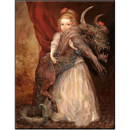 Full Square Round Drill 5D DIY Diamond Painting little girl,monsters,beauty,the beast,funny art Embroidery Cross Stitch