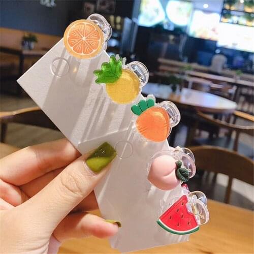 2021 Korean New Items Wholesale Promotion Sale Childrens Hair Accessories Cute Fruit Small Hair Crab Little Girl Hair Claws