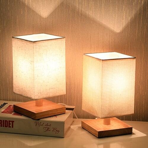 Square Cloth Table Lamp Bedroom Bedside Lamp Creative Personality Romantic Warm Dimming Remote Control Desk Lights