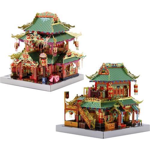 3D DIY Metal Puzzle Model Golden Temple With lights Cutting Jigsaw Best Gifts For Lover Friends Children Collection Educational