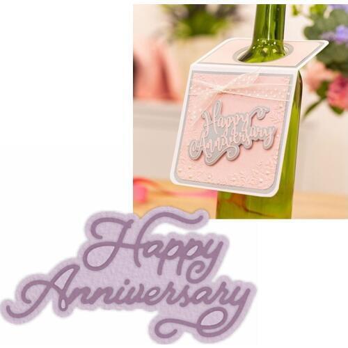 Happy Anniversary Metal Cutting Dies Stencils Happy Anniversary Phrase Die Cuts For Card Making DIY Decoration Crafts Cards