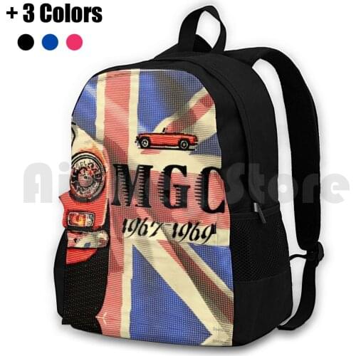 Mgc 67-69 Outdoor Hiking Backpack Waterproof Camping Travel Mg Mgb Mgc Vintage Classic Car Vehicle Rover British English Union