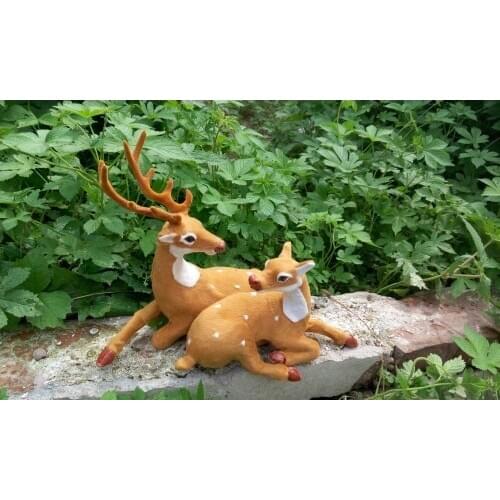 Simulation sika deer 33x24cm model toy,polyethylene&furs couples deers toy ,home decoration,Xmas gift 1757