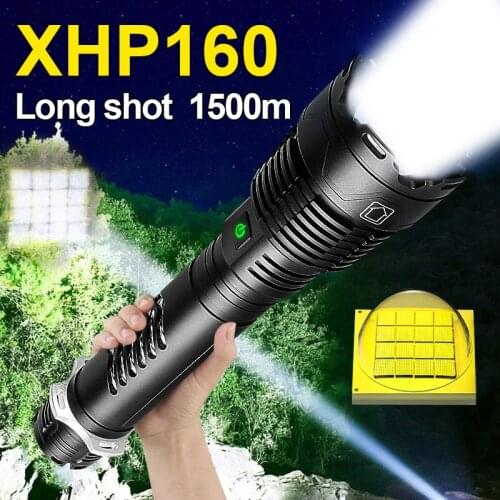 50000LM LED XHP160 Powerful Flashlight USB Charging 18650 Flash Light Tactical Zoom Waterproof Camp Lantern Hunt Fishing Torch
