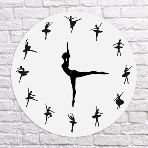 Charming Ballerina Wall Clock Baby Girl Nursery Decor Ballet Dancer Modern Wall Clock Ballet Dancing Girl Needle Hand Wall Watch