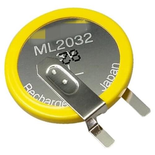 2PCS Original Japanese battery ML2032 V welding foot 3V rechargeable button battery 2032