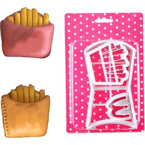 French Fries Plastic Bun Mold Children Creative Baking Suit Baking Tools Foreign Trade Cartoon Package Abrasive Cookie Stencil