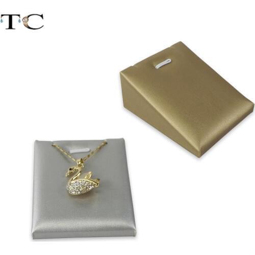 High Quality Necklace Display Stand Pendant Orgnaizer Holder Golden Silver Display Stand Soft PU Leather