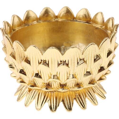 1Pc Golden Flower Shape Lamp Candle Holder Tibetan Butter Brass Candlestick for Buddha Pray Craft Home Decor Collections